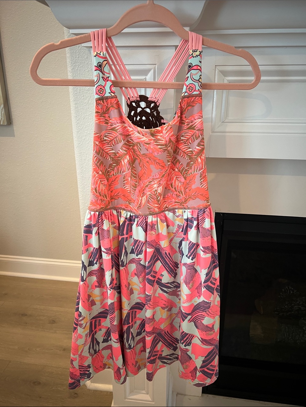 Maaji Coral Pink Tropical Print Swim Coverup Dress